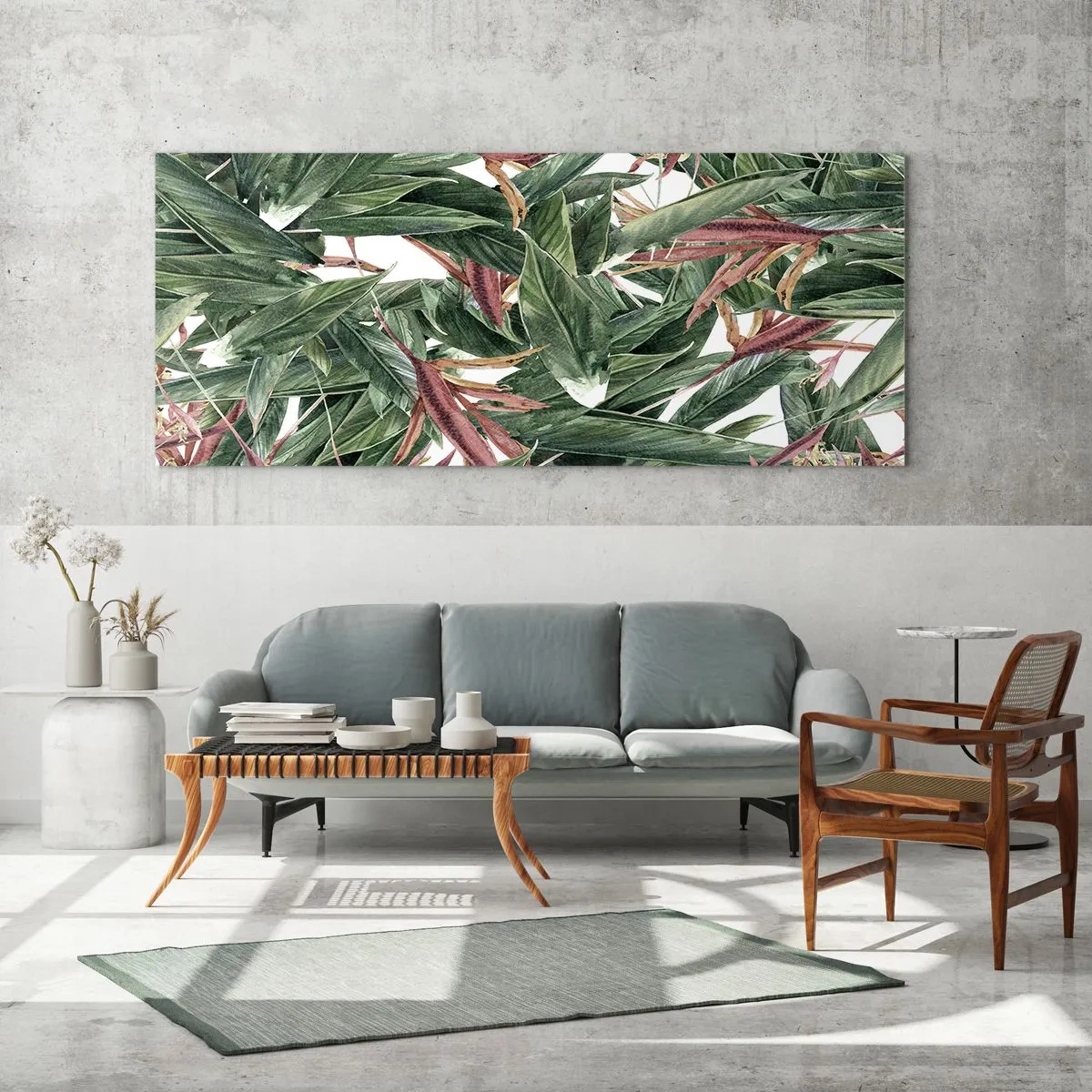 Schilderen op glas - Smaragd-lila struikgewas - 160x50 cm