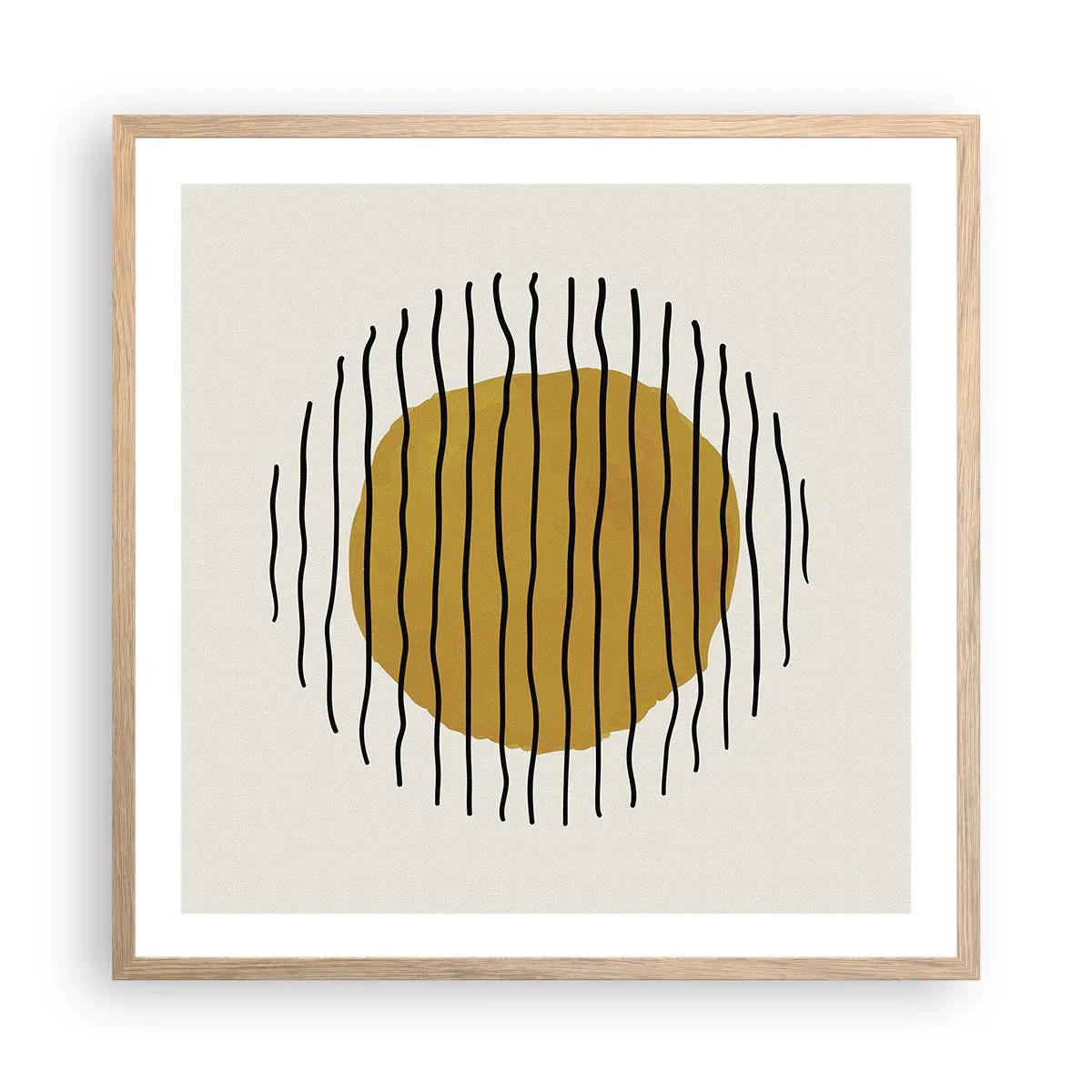Een poster in een licht eiken lijst - Abstractie trillend van warmte - 60x60 cm