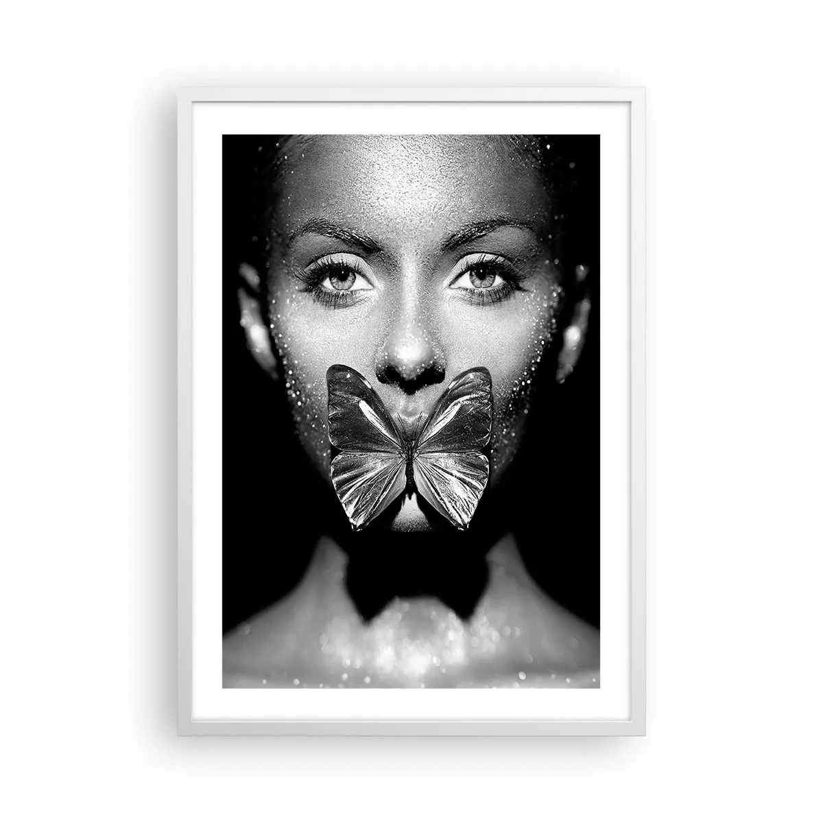 Poster in een witte lijst - Vlinder kus - 50x70 cm