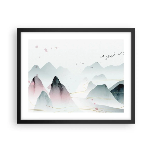 Poster in een zwarte lijst - Over de toppen - 50x40 cm