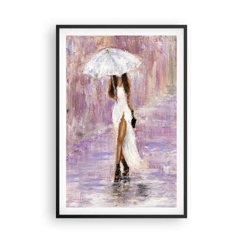 Poster in een zwarte lijst - In de lila regen - 61x91 cm