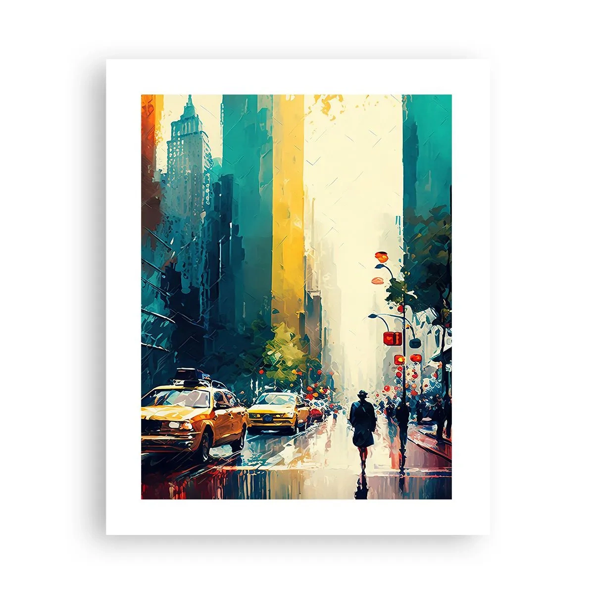 Poster - New York – zelfs de regen is hier kleurrijk - 40x50 cm