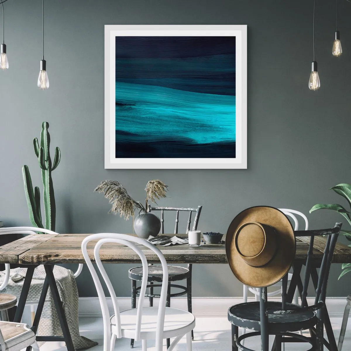 Poster in een witte lijst - Ga met de stroom mee - 40x40 cm