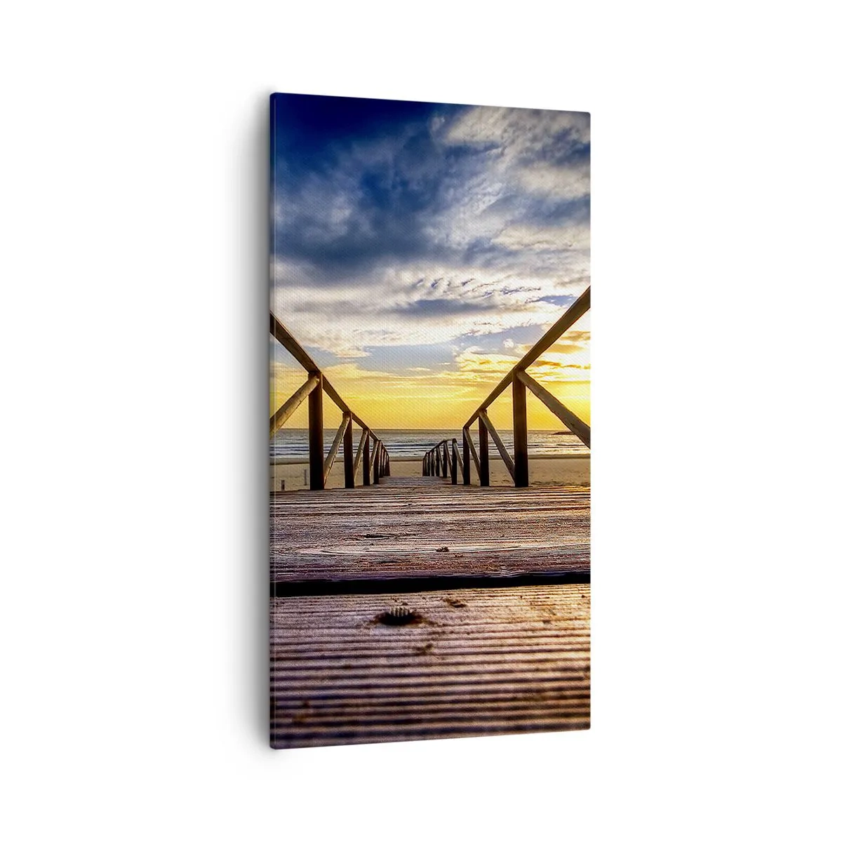 Schilderen op canvas - Rechtstreeks naar het rustige strand bij zonsondergang - 55x100 cm