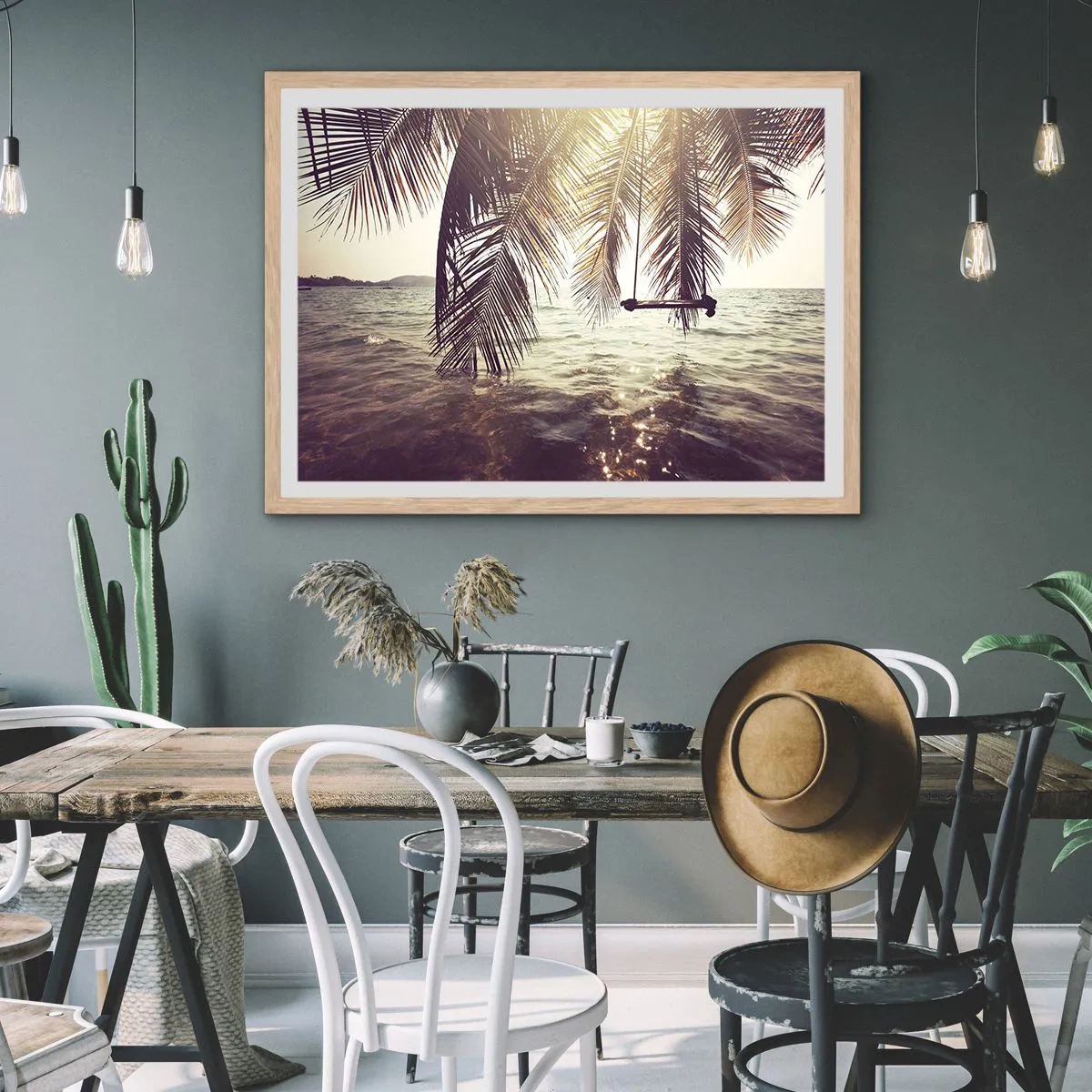 Een poster in een licht eiken lijst - Je kunt naar believen in de wolken slingeren - 40x30 cm