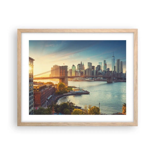 Een poster in een licht eiken lijst - Dageraad in de grote stad - 50x40 cm