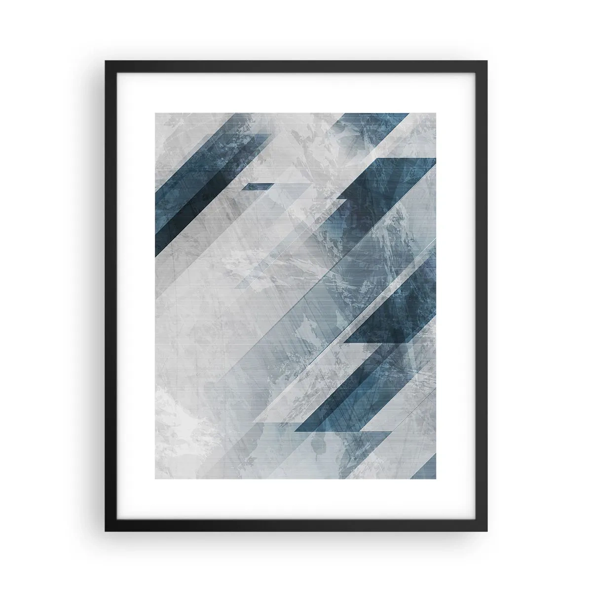 Poster in een zwarte lijst - Ruimtelijke compositie - grijze beweging - 40x50 cm