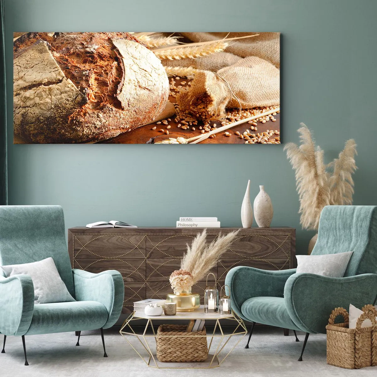 Schilderen op canvas - Smakelijk, geurig, knapperig - 160x50 cm