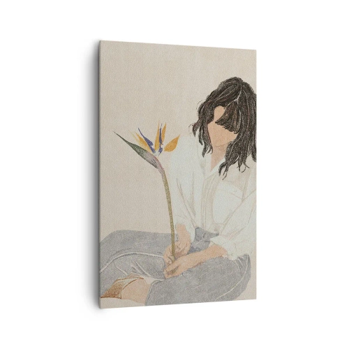 Schilderen op canvas - Portret met een exotische bloem - 80x120 cm