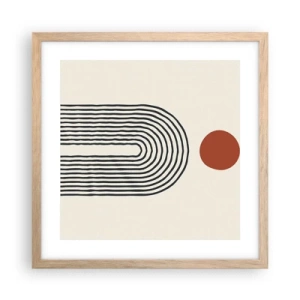 Een poster in een licht eiken lijst - Magnetisme van vormen en kleuren - 40x40 cm