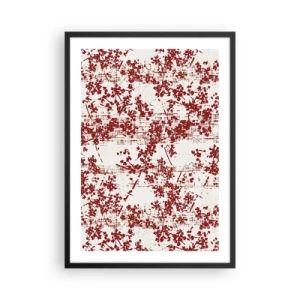 Poster in een zwarte lijst - Rode bloemenaccenten op een lichte achtergrond - 50x70cm - Zoals oud calico - Moderne wanddecoratie voor woonkamer en slaapkamer ARTTOR