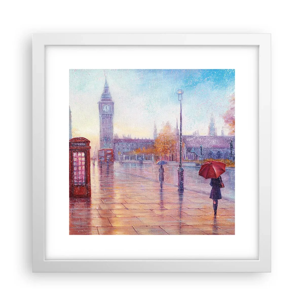 Poster in een witte lijst - Herfstdag in Londen - 30x30 cm