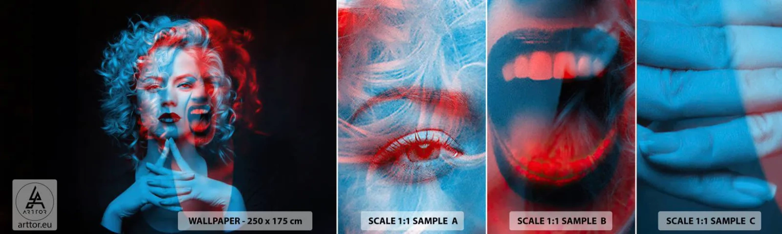 Fotobehang Monster Zelfklevend Deluxe Sticker - Alter ego - Abstractie, Vrouw, Het gezicht van de vrouw - 100x30 cm