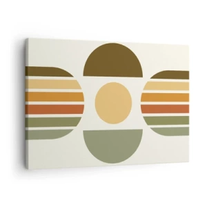 Schilderen op canvas - Geometrische compositie met halve cirkels en strepen in aardse tinten - 70x50cm - In aardetinten - Moderne wanddecoratie voor woonkamer en slaapkamer ARTTOR