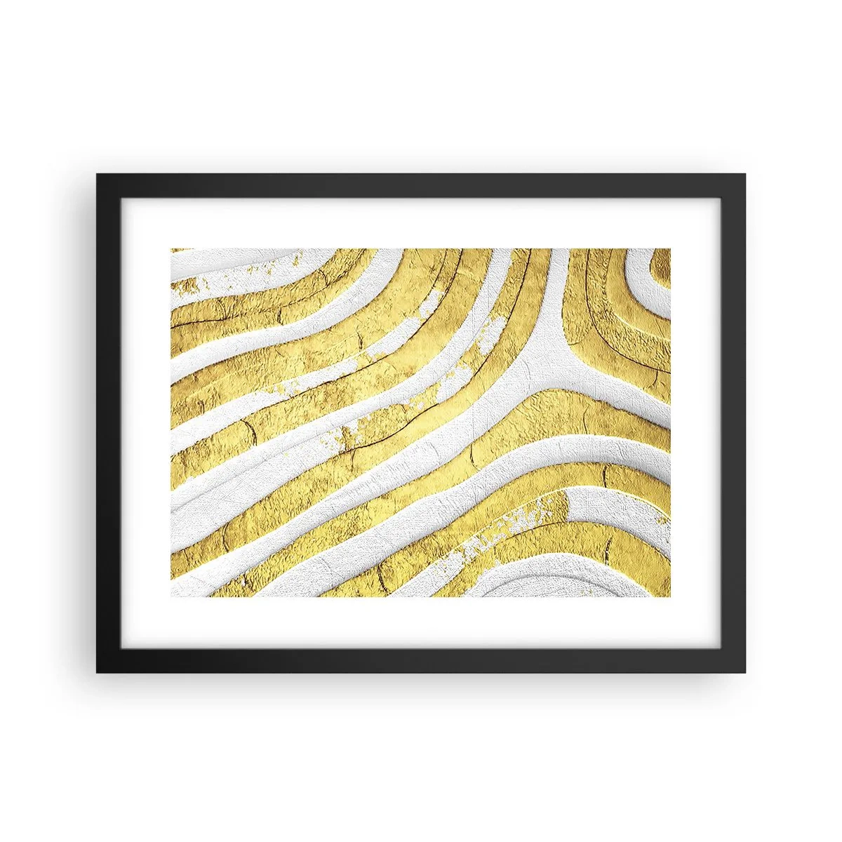 Poster in een zwarte lijst - Compositie in wit en goud - 40x30 cm