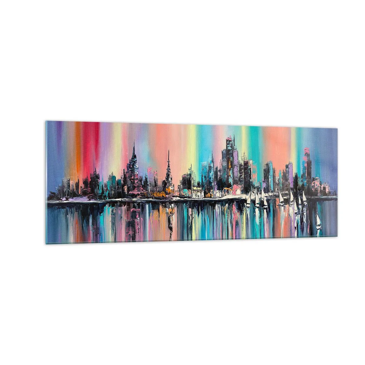 Schilderen op glas - Om in het licht van de nacht te vallen - 140x50 cm