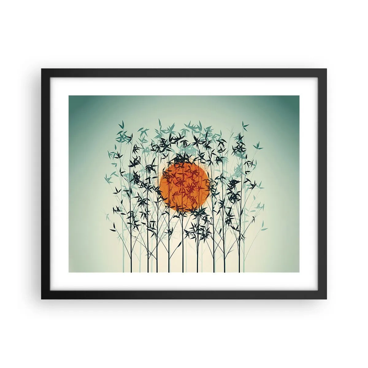 Poster in een zwarte lijst - Japanse zon - 50x40 cm