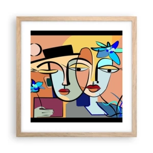 Een poster in een licht eiken lijst - Picasso's randez-vous - 40x40 cm