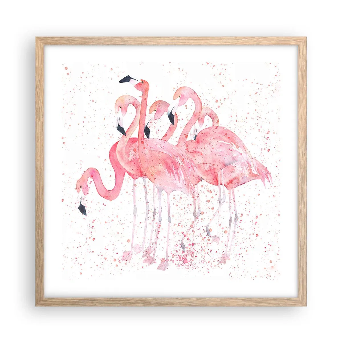 Een poster in een licht eiken lijst - Roze ensemble - 50x50 cm