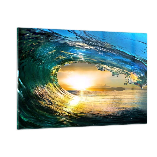 Schilderen op glas - In een smaragd-gouden kristal - 120x80 cm