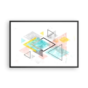 Poster in een zwarte lijst - Geometrisch spel - 91x61 cm