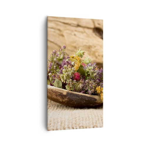 Schilderen op canvas - Kleurrijke bloemen en geurige kriuden - 55x100 cm