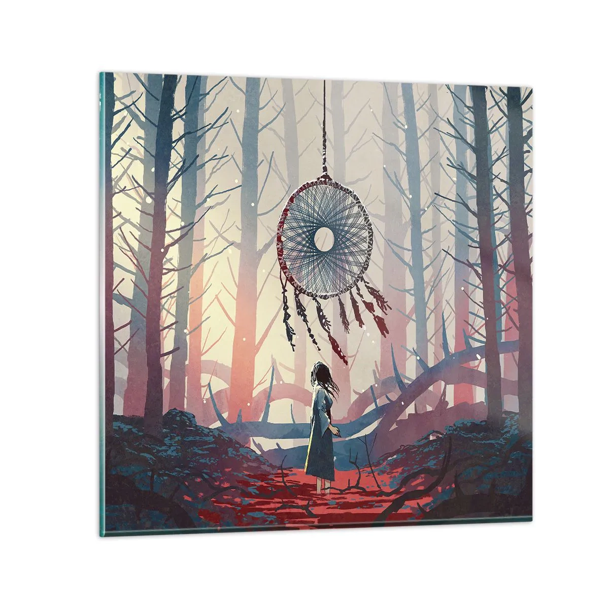 Schilderen op glas - Een geheim ritueel van geluk - 70x70 cm