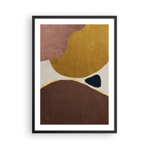 Poster in een zwarte lijst - Abstracte geometrische compositie in warme kleuren - 50x70cm - Abstractie – een plek in de ruimte - Moderne wanddecoratie voor woonkamer en slaapkamer ARTTOR