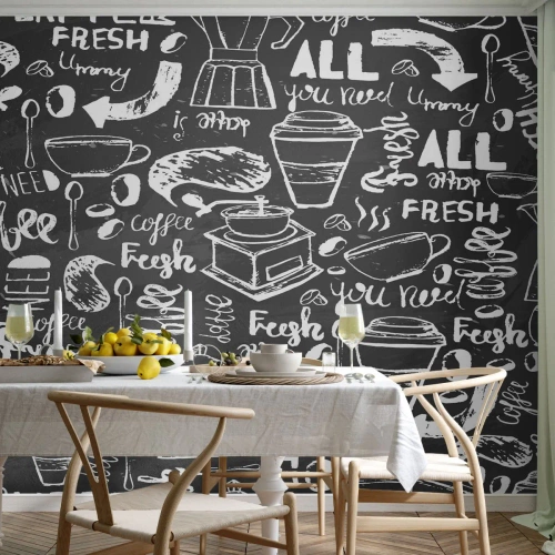 Fotobehang Standard Eco - Alles wat je nodig hebt is… - Gastronomie, Muurschildering, Graffiti - 400x280 cm