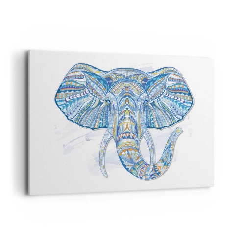 Schilderen op canvas - Ingelegd met goud en blauw - 120x80 cm