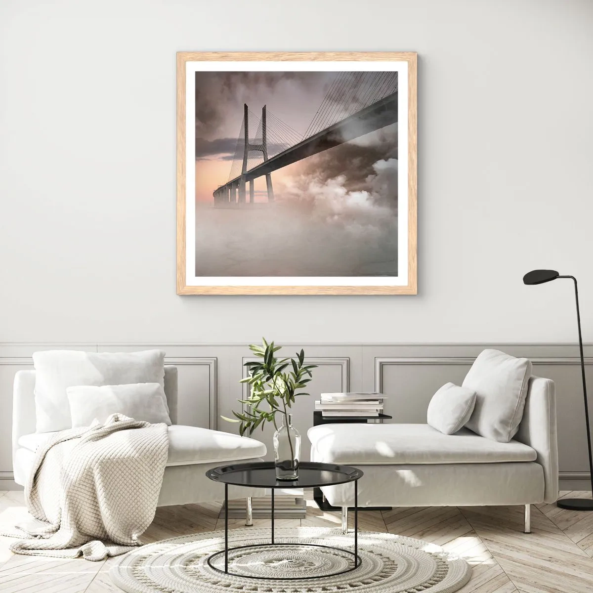 Een poster in een licht eiken lijst - Bij de rivier die niet bestaat - 40x40 cm