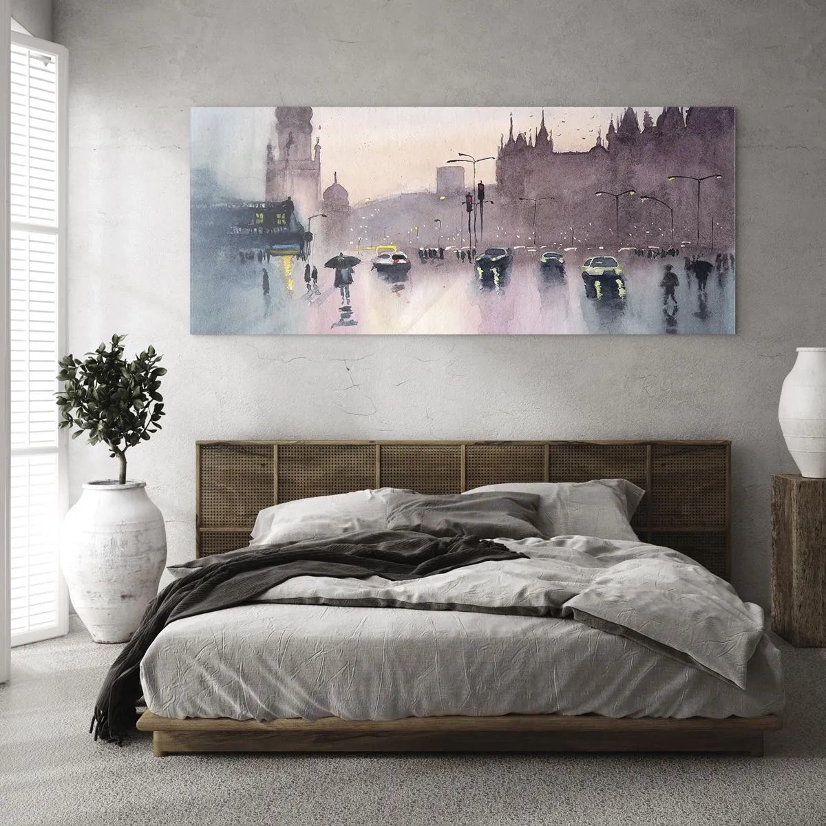 Schilderen op glas - In de regenachtige nevel - 120x50 cm