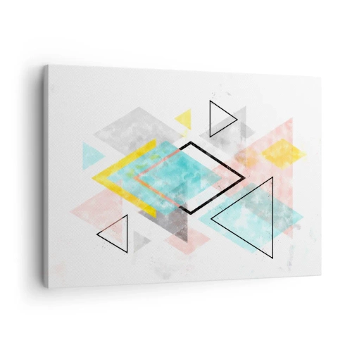 Schilderen op canvas - Kleurrijke geometrische patronen op een witte achtergrond - 70x50cm - Geometrisch spel - Moderne wanddecoratie voor woonkamer en slaapkamer ARTTOR