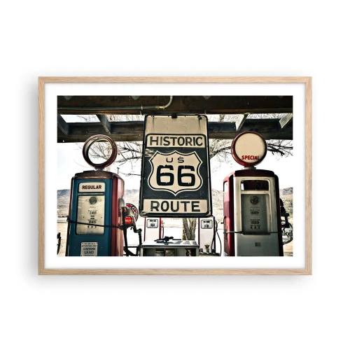 Een poster in een licht eiken lijst - Amerikaanse retro reis - 70x50 cm