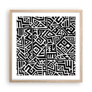 Een poster in een licht eiken lijst - Pre-Columbiaanse compositie - 50x50 cm