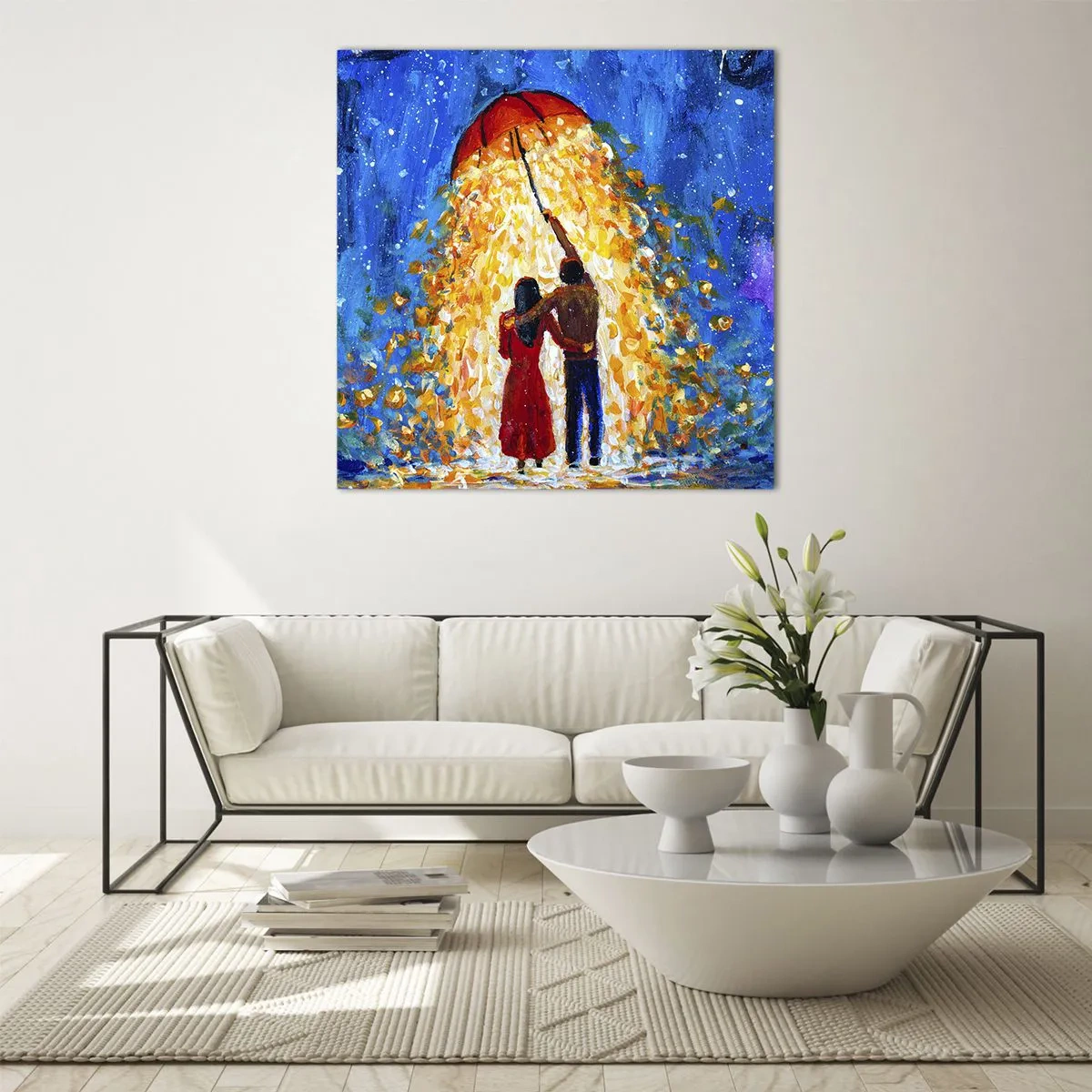 Schilderen op glas - De magie van een regenachtige avond? - 60x60 cm