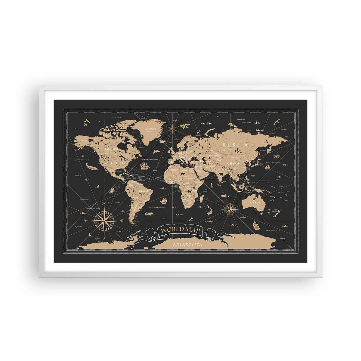 Poster in een witte lijst - De grenzen van mijn wereld - 91x61 cm