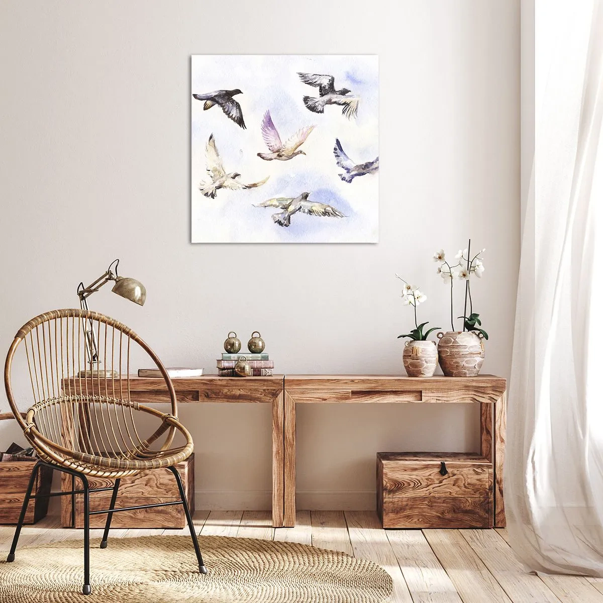 Schilderen op canvas - Vrijheid in grijs en blauw - 40x40 cm