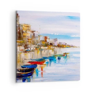 Schilderen op canvas - Een veelkleurig stedelijk toevluchtsoord - 60x60 cm