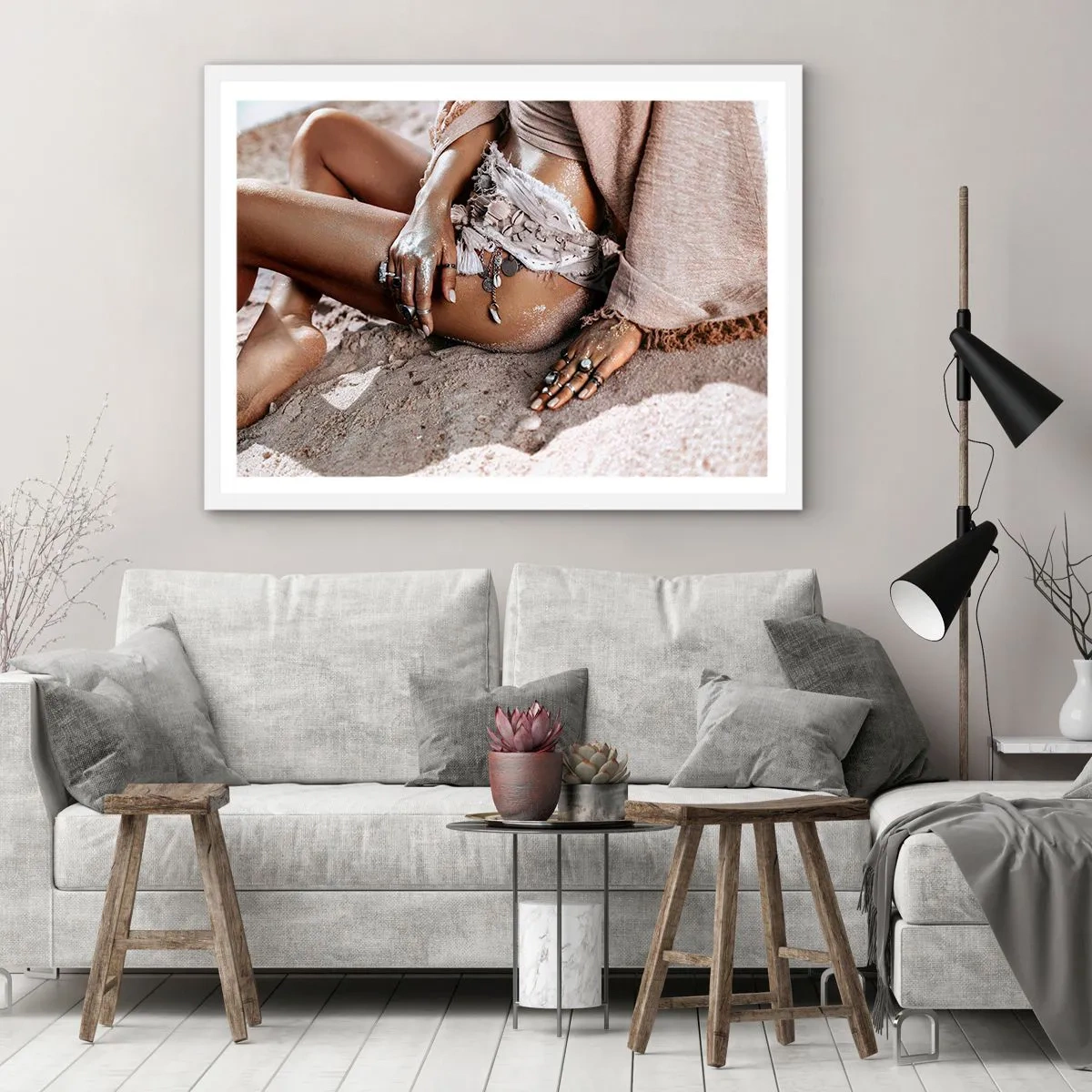 Poster in een witte lijst - Door de golven gegooid? - 91x61 cm