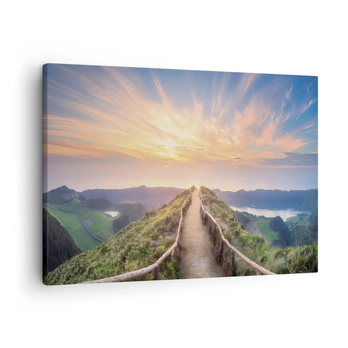 Schilderen op canvas - Een schilderachtig pad op een heuvel met uitzicht op de zonsondergang - 70x50cm - Dicht bij de hemel - Moderne wanddecoratie voor woonkamer en slaapkamer ARTTOR