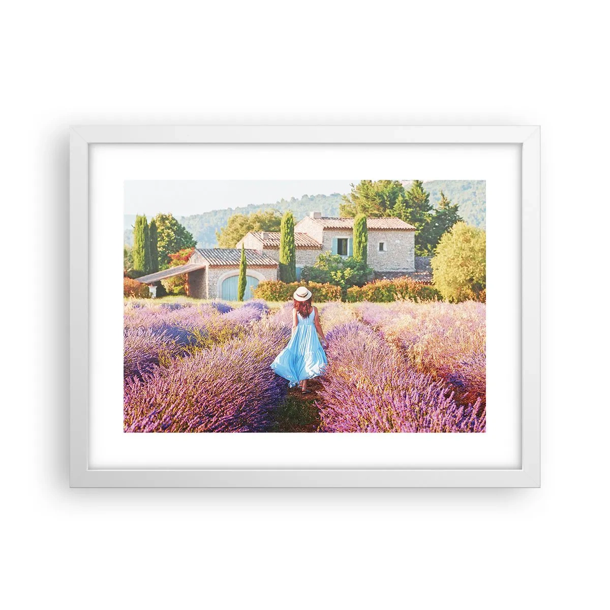 Poster in een witte lijst - Lavendel meisje - 40x30 cm