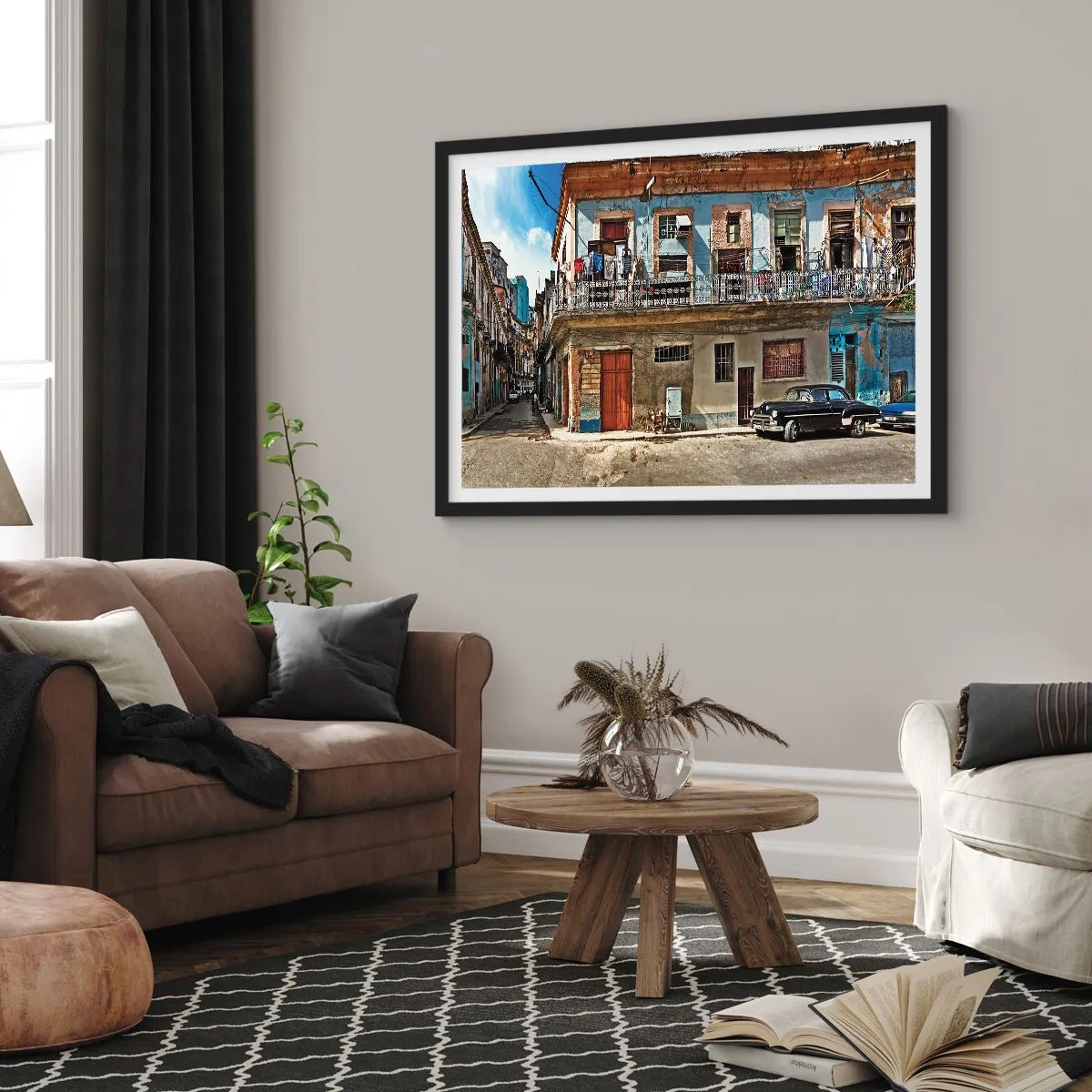 Poster in een zwarte lijst - Havana-vibes - 100x70 cm