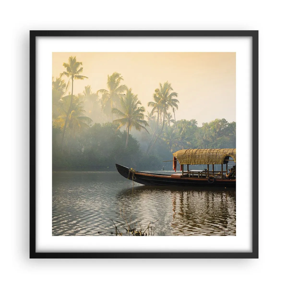 Poster in een zwarte lijst - Huis aan de rivier - 50x50 cm