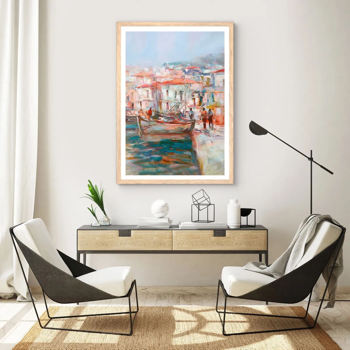 Een poster in een licht eiken lijst - Pastel vakantie - 40x50 cm