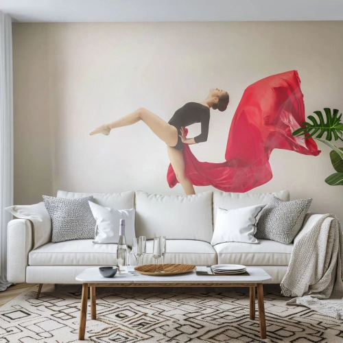 Fotobehang Standard Eco - rood en zwart - Ballerina, Dans, Ballet - 300x210 cm
