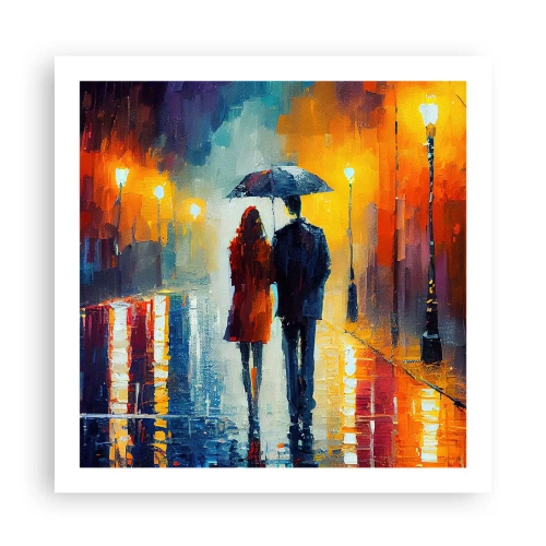 Poster - Samen – een kleurrijke nacht - 60x60 cm