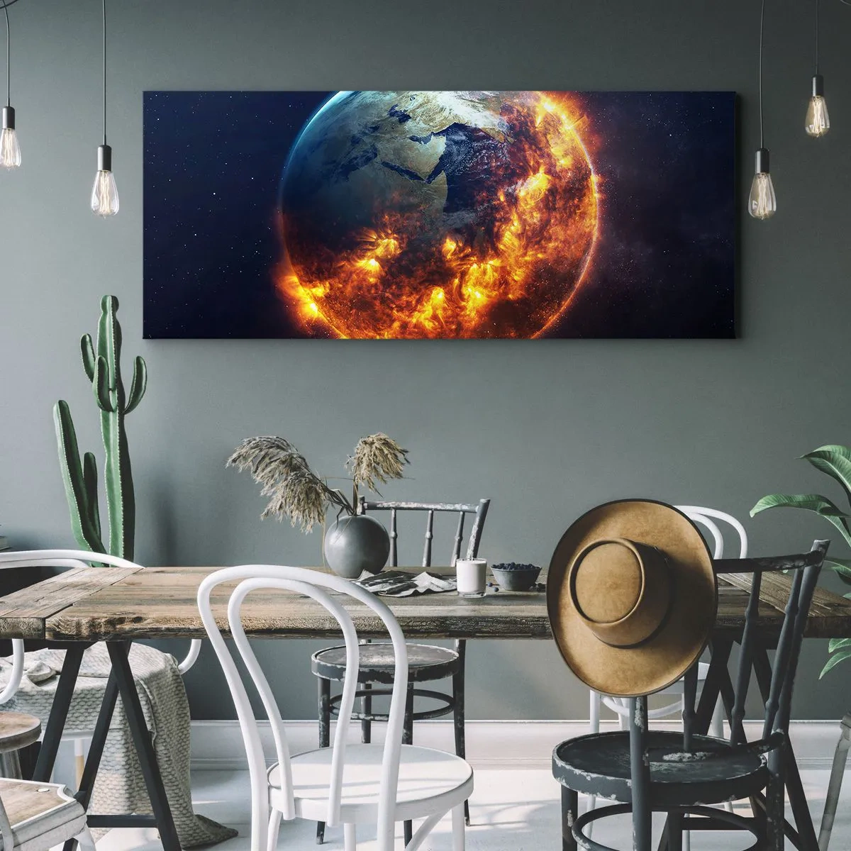 Schilderen op canvas - De vlam van de Apocalypse - 160x50 cm