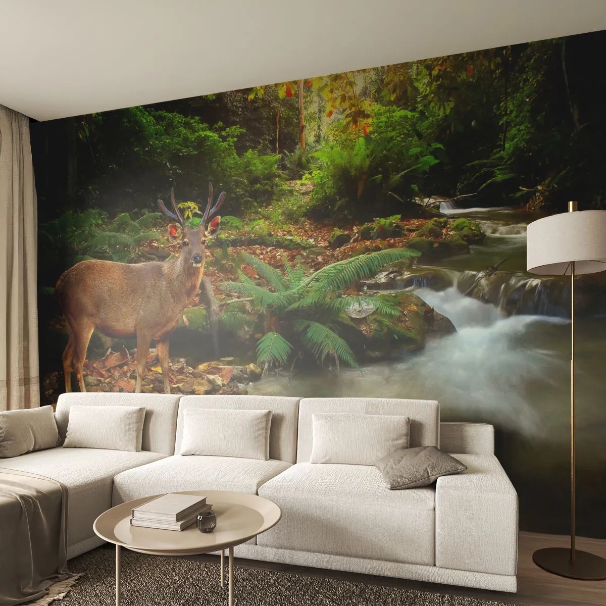 Zelfklevend Fotobehang Deluxe Sticker - Welkom in mijn wereld - Landschap, Dieren, Hert - 250x175 cm