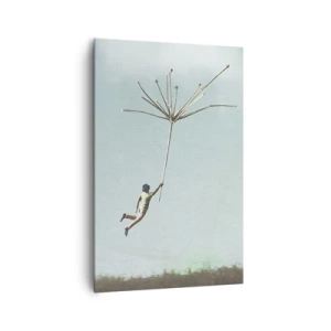 Schilderen op canvas - Vliegers, paardebloemen, wind - 80x120 cm